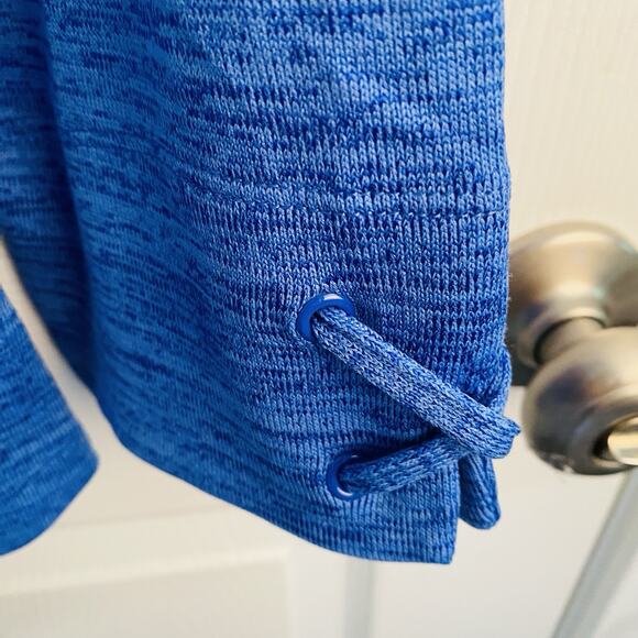 T By Talbots Top 100% Cotton 3/4 Sleeve Womens L Blue Surplice Back Lace Cuffs - Picture 4 of 7